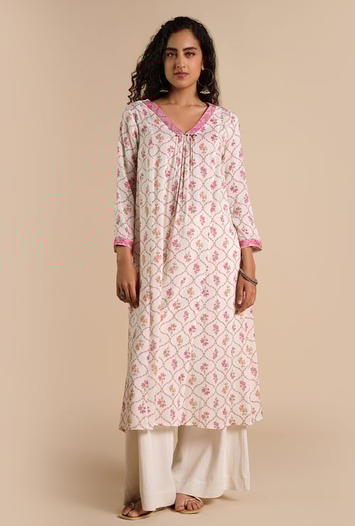 GLOBAL DESI Floral Print A-Line Kurta