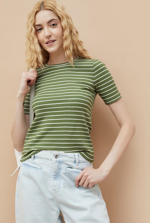 FAME FOREVER Striped Knit T-shirt