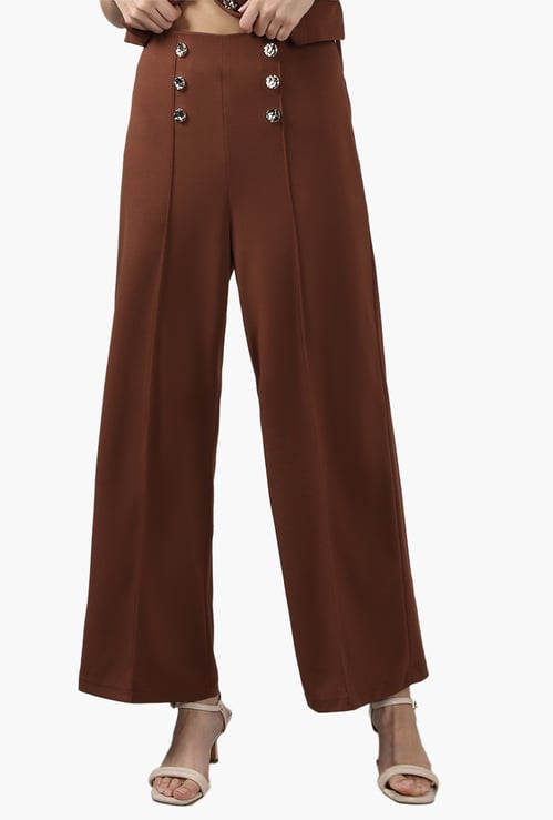 VERO MODA Solid Straight Fit Trousers