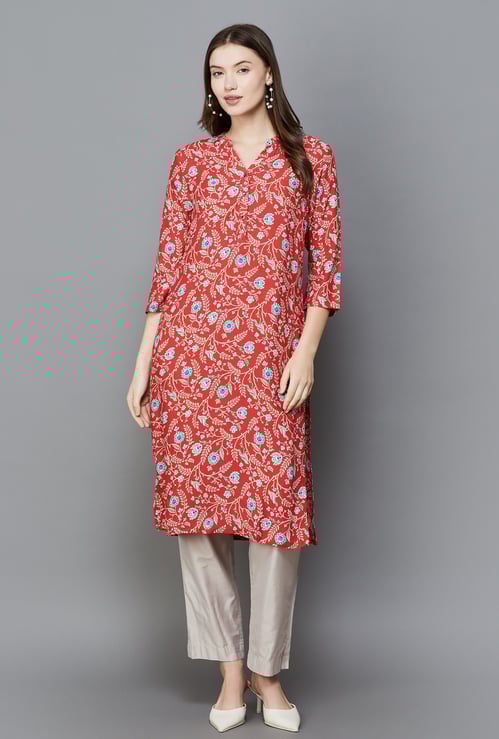 W Floral Print Straight Kurta