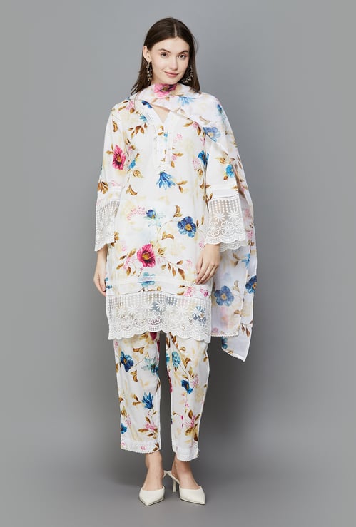 AURELIA Floral Print Staright Kurta Set