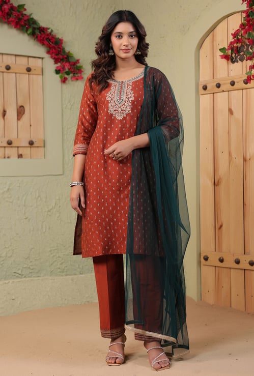 SPAN Floral Print Straight Kurta Set