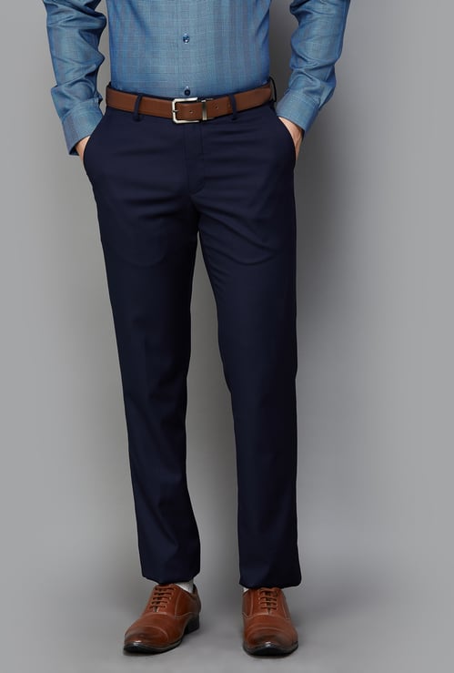 LOUIS PHILIPPE Solid Slim Fit Formal Trousers