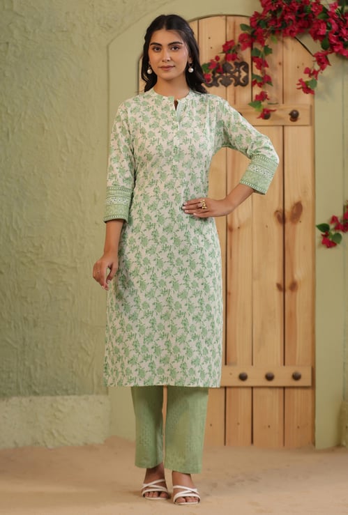 SPAN Floral Print Straight Kurta Set