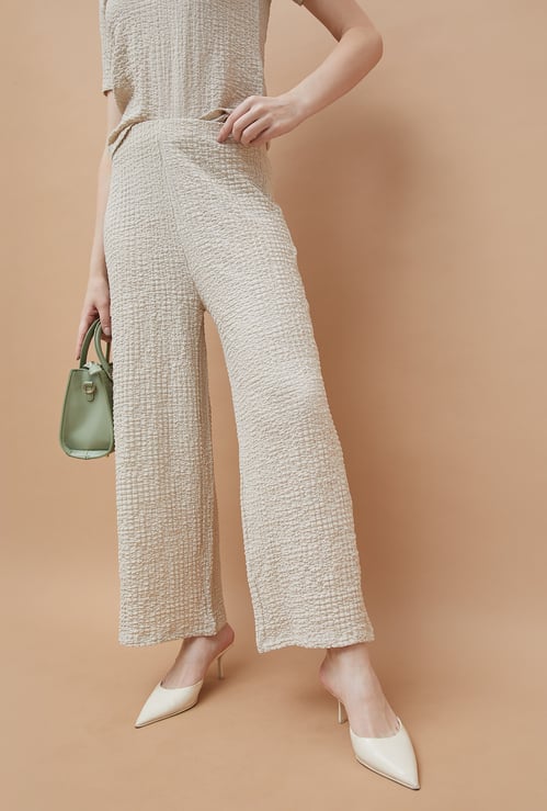CODE Textured Wide Leg Trousers