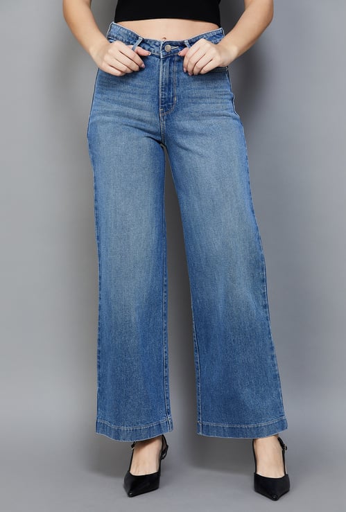 XPOSE Washed Wide Leg Jeans