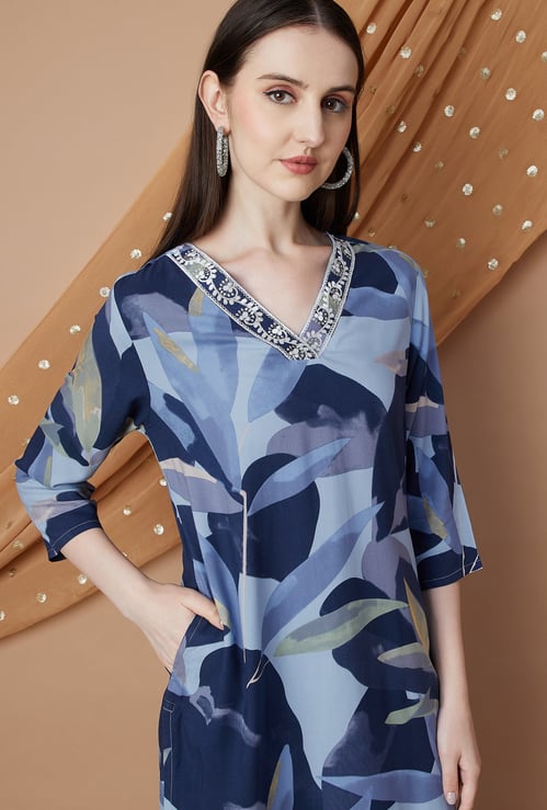 MELANGE Floral Print Straight Kurta