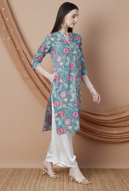 MELANGE Floral Print Straight Kurta