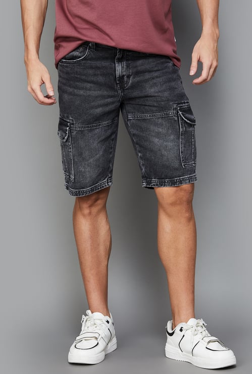 SPYKAR Washed Cargo Shorts