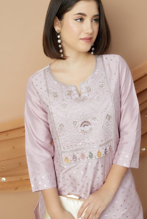 MELANGE Yoke Embroidered Straight Kurta