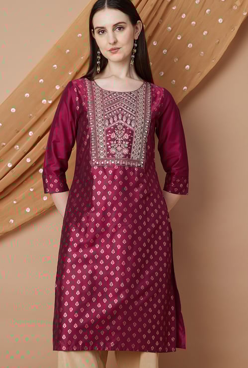 MELANGE Embellished Yoke Straight Kurta