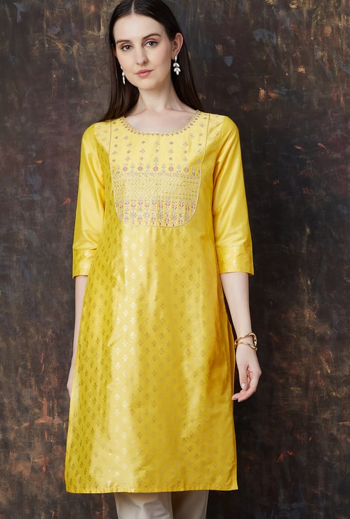 MELANGE Embroidered Yoke Straight Kurta