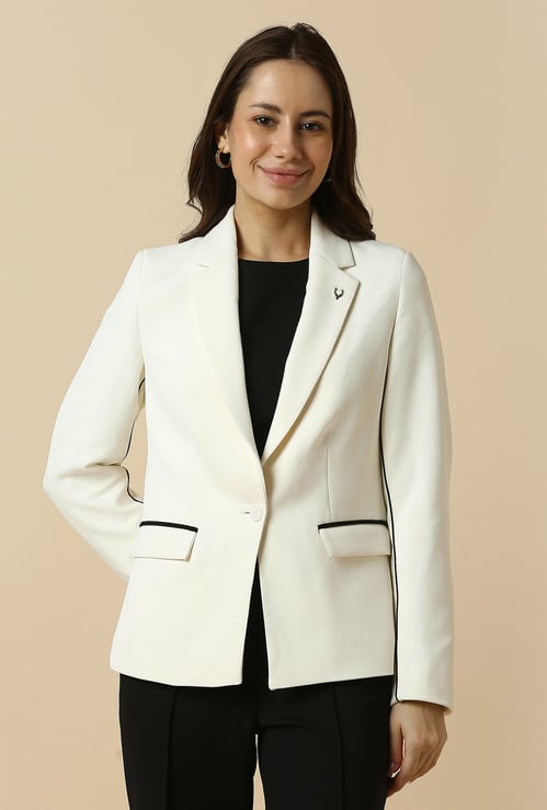 ALLEN SOLLY Solid Single Breasted Blazer