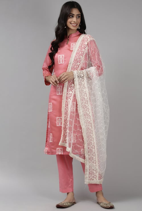 INDO ERA Embroidered Net Dupatta