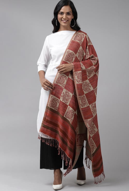 INDO ERA Ethnic Motif Woven Shawl