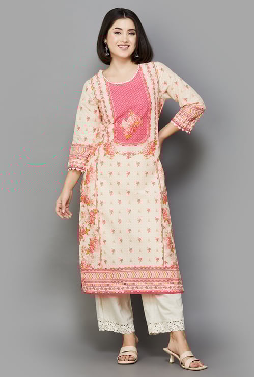 BIBA Floral Print Straight Kurta