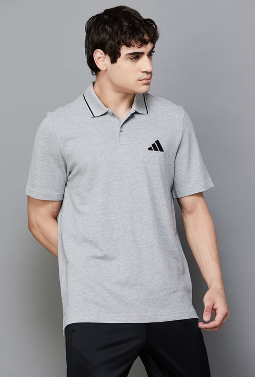 ADIDAS Heathered Pique Knit Active Polo T-shirt