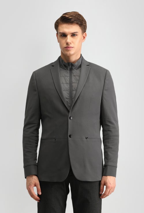 ARROW Solid Zero Calorie Blazer with Insert Jacket (Slim Fit)