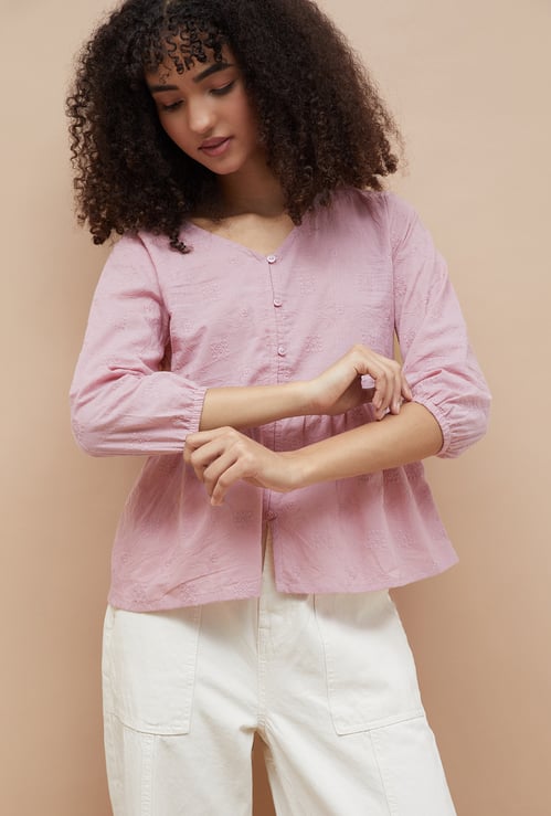FAME FOREVER Embroidered Peplum Top