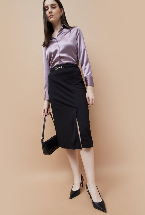 CODE CLASSIC Solid Slitted Skirt