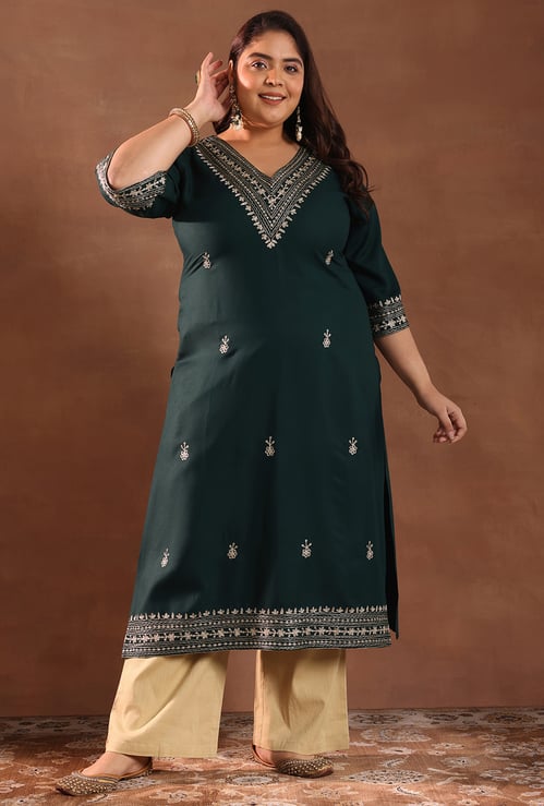 EXTRA LOVE BY LIBAS Embroidered Straight Kurta