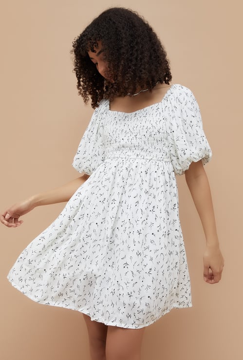 GINGER Floral Print Fit & Flare Dress