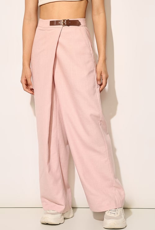 ONLY Solid Flap Front Belted Trousers