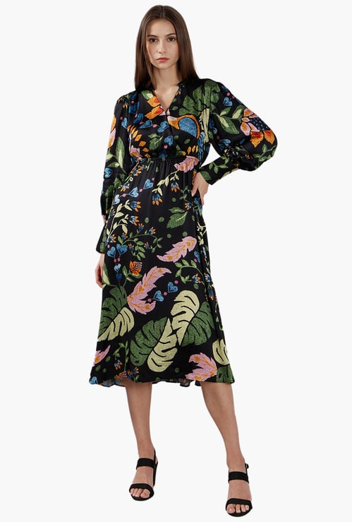 VERO MODA Tropical Print A-line Dress