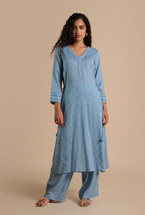 GLOBAL DESI Floral Print A-line Kurta Set