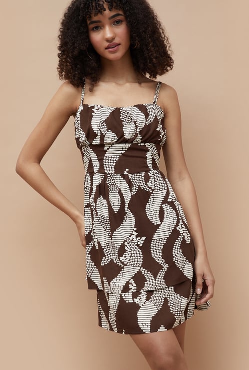 GINGER Printed Sleeveless A-Line Dress