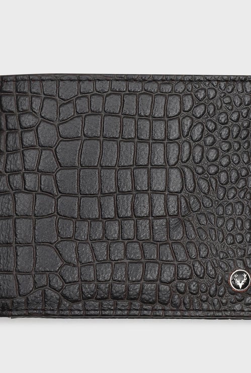 ALLEN SOLLY Croc-Textured Bi-Fold Wallet