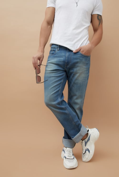FORCA Stonewashed Slim Straight Jeans