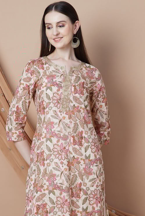 MELANGE Floral Print Straight Kurta