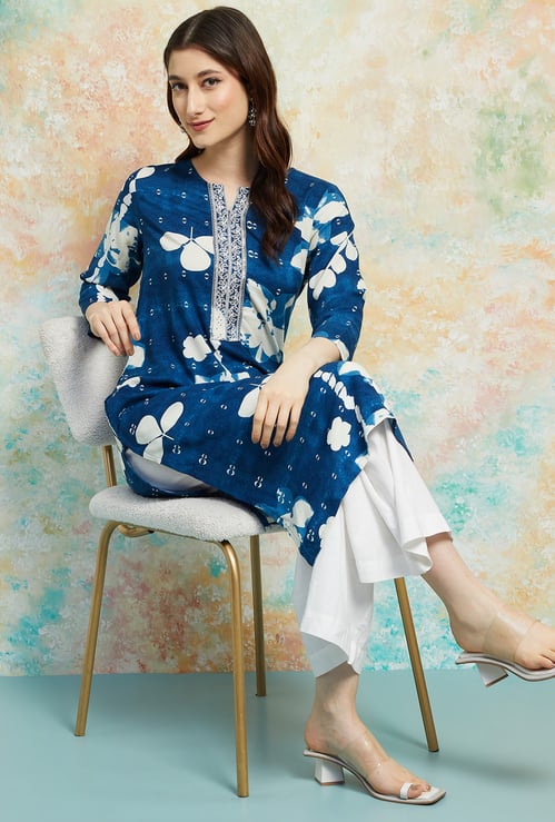 MELANGE Floral Print Straight Kurta