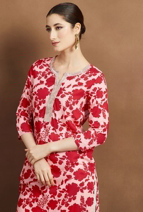 MELANGE Floral Print Straight Kurta