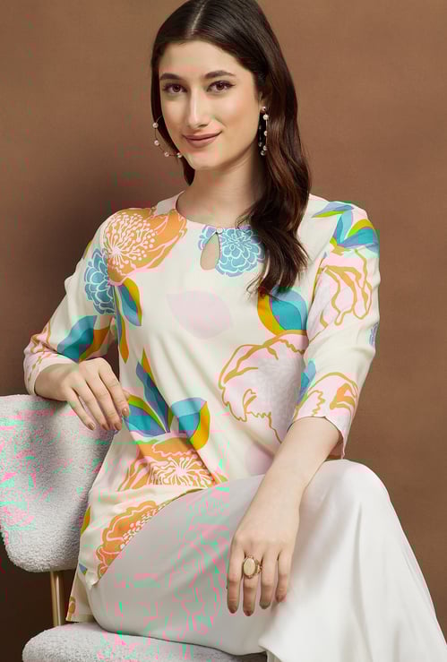MELANGE Floral Print Short Kurti
