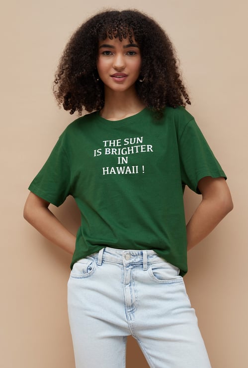 FAME FOREVER Typographic Print Drop Shoulder T-shirt