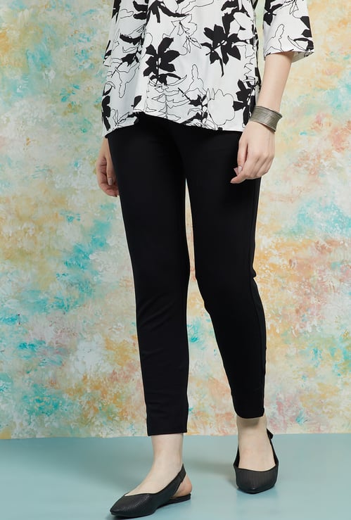 MELANGE Solid Straight Pants