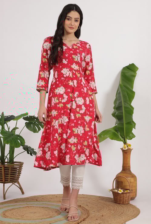W Floral Print A-Line Kurta