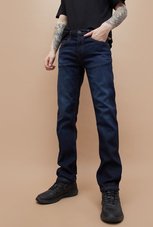 FORCA Dark Washed Slim Straight Jeans