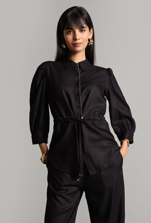AND Solid Puffed Sleeve Co-Ord Set