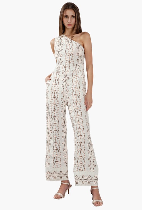VERO MODA Embroidered One-Shoulder Jumpsuit