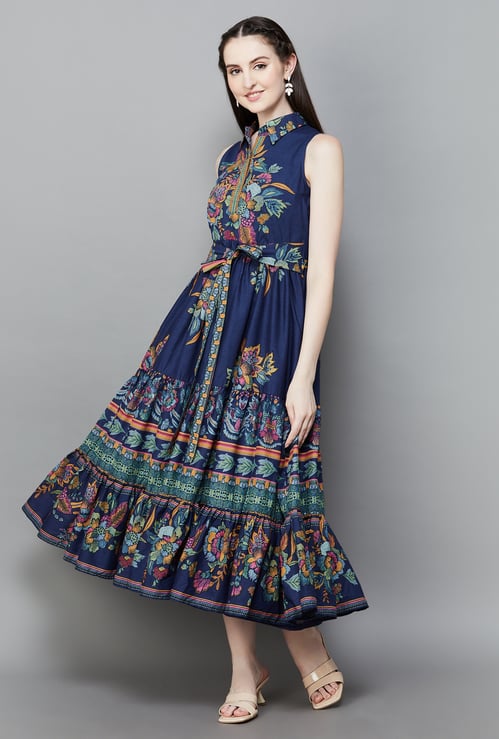 BIBA Floral Print A-line Dress