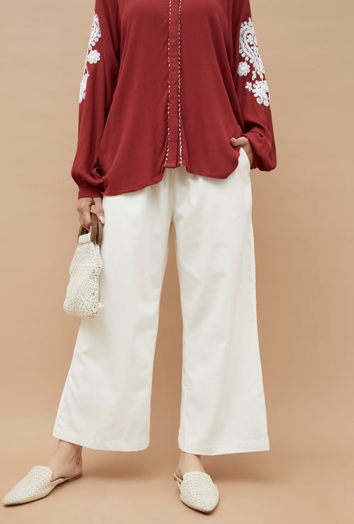 COLOUR ME Solid Elasticated Palazzos