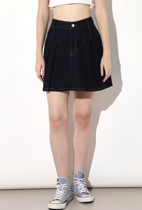 ONLY Pleated Denim Skirt