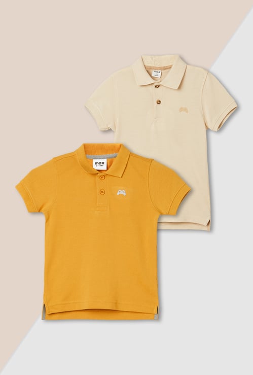Boys Textured Polo T-shirt - Pack of 2