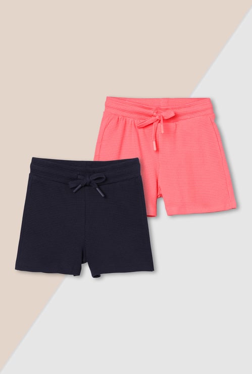 Girls Textured Shorts - Pack of 2