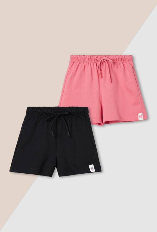 Girls Solid Shorts - Pack of 2