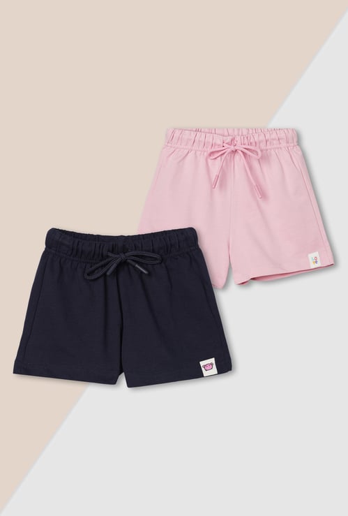 Girls Solid Shorts - Pack of 2