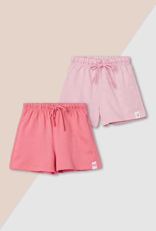 Girls Solid Shorts - Pack of 2
